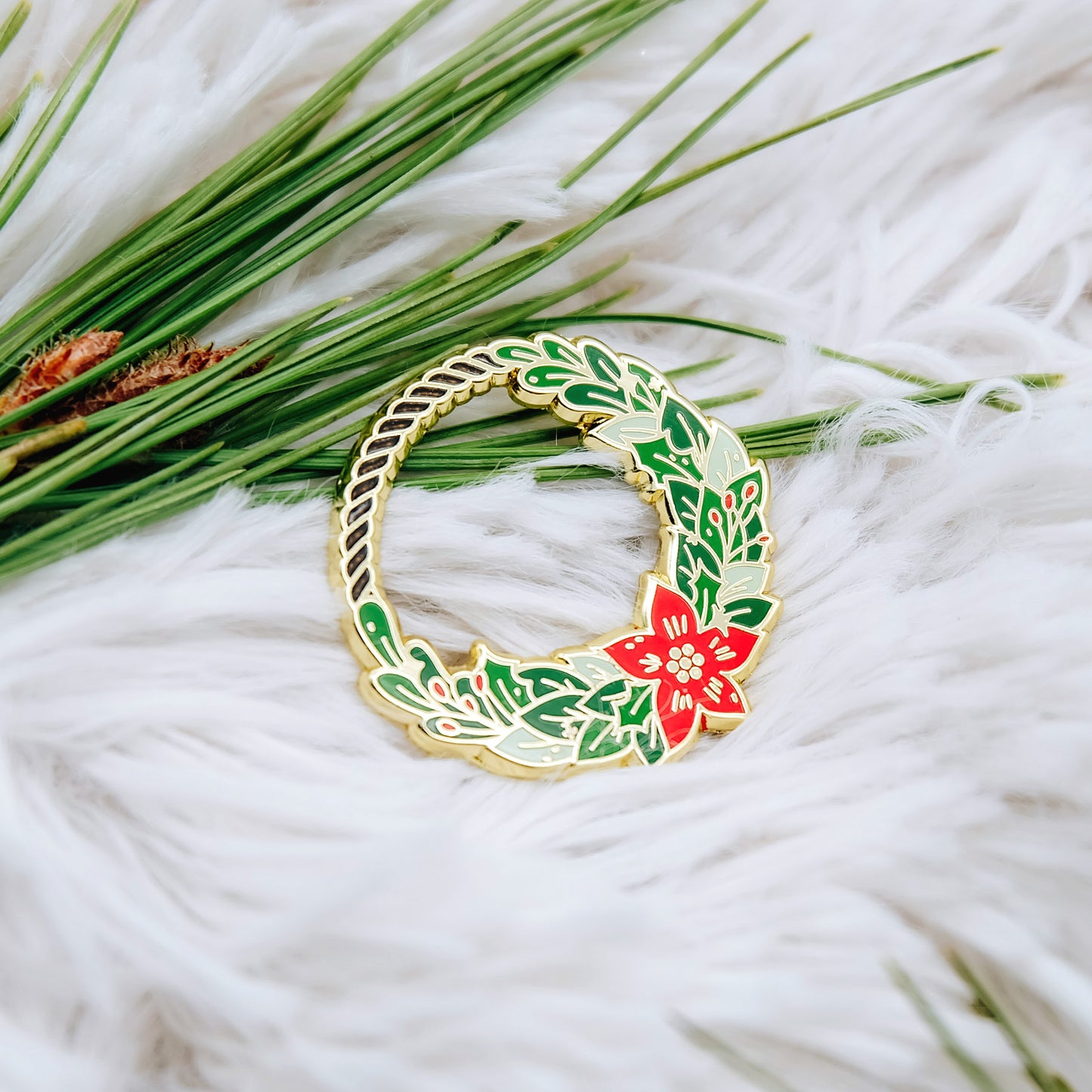 Holiday Wreath Enamel Pin