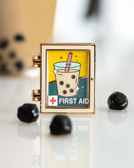 First Aid Boba Interactive Enamel Pin