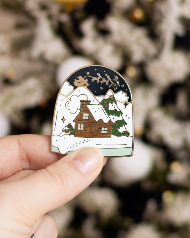 Snowy Day and Silent Night Interactive Enamel Pin