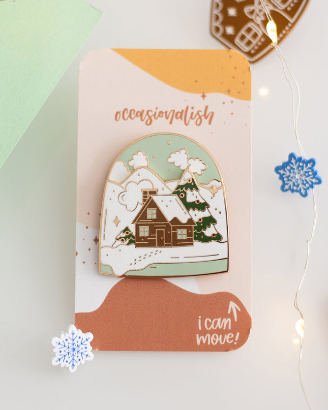 Snowy Day and Silent Night Interactive Enamel Pin