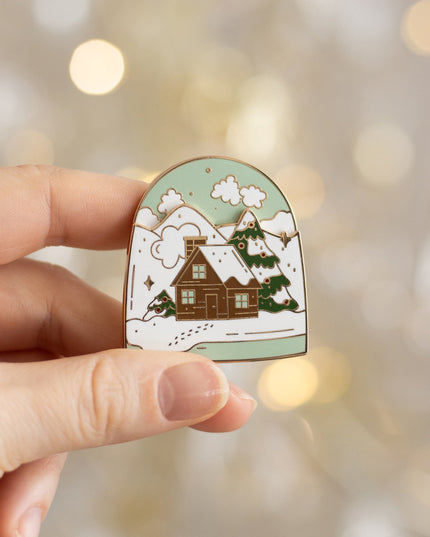 Snowy Day and Silent Night Interactive Enamel Pin