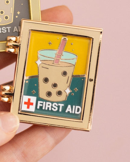 First Aid Boba Interactive Enamel Pin