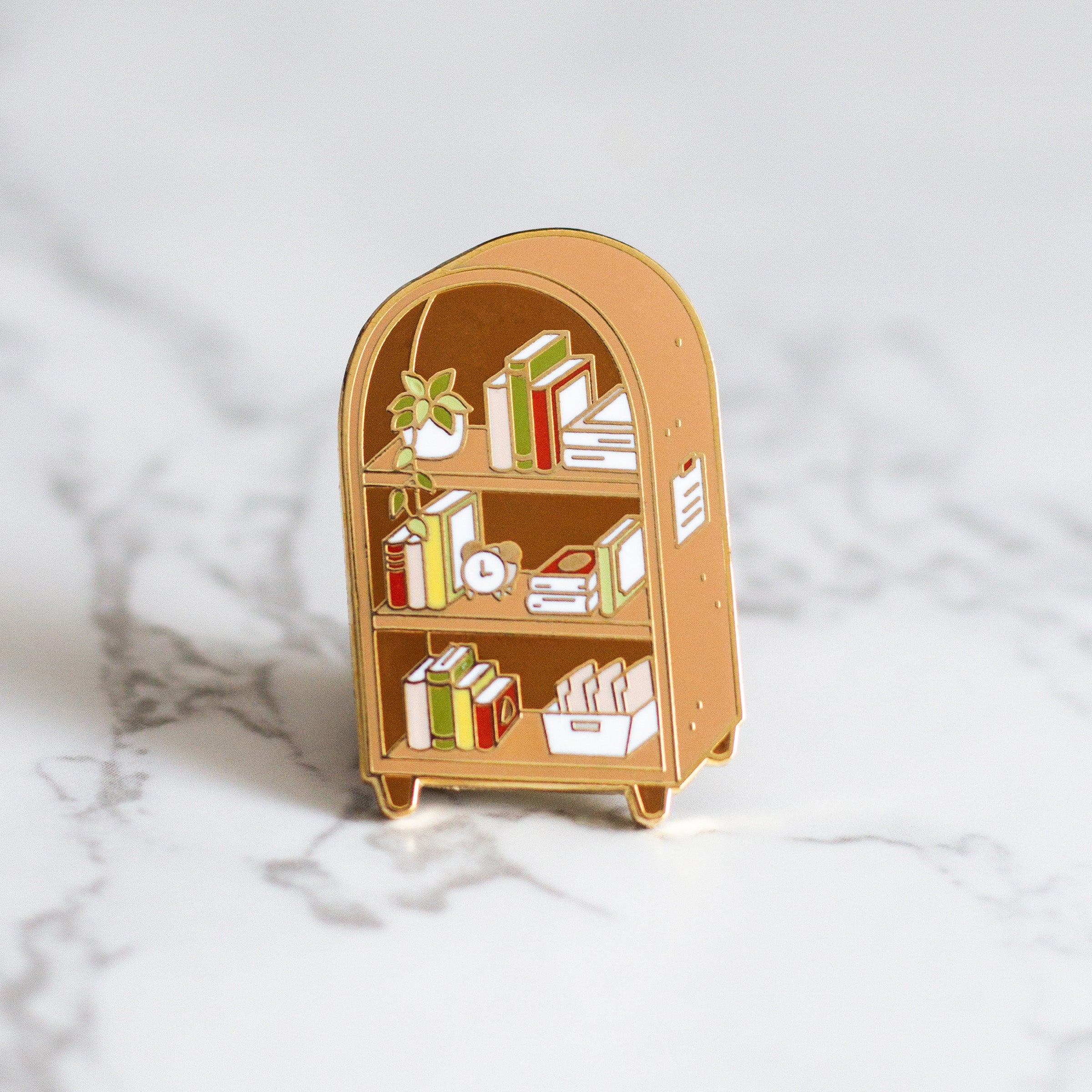 Bookshelf Enamel Pin – Occasionalish