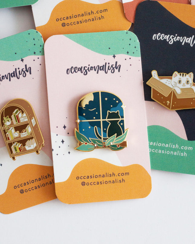 Cat Window Enamel Pin