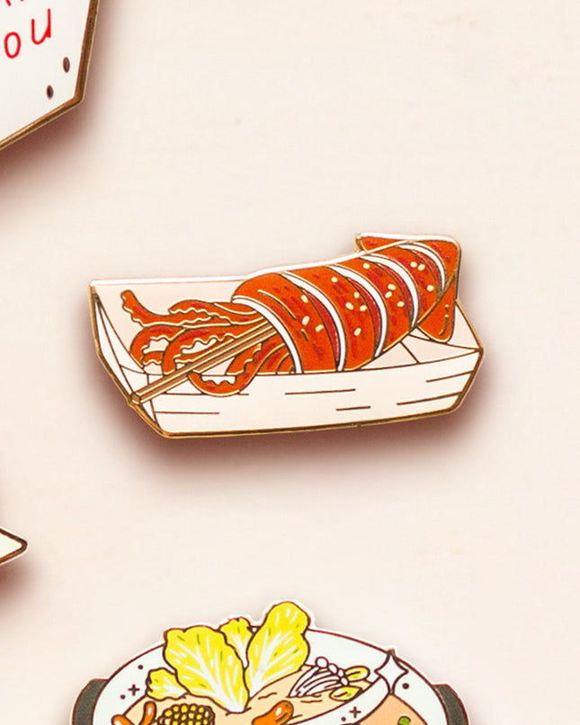 Grilled Squid Enamel Pin
