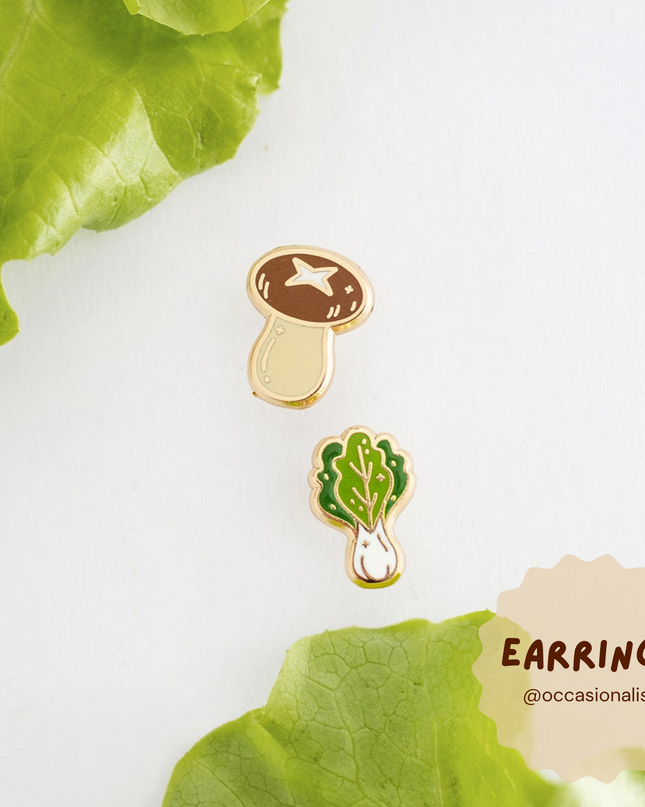 Bok choy & Shroom Earrings