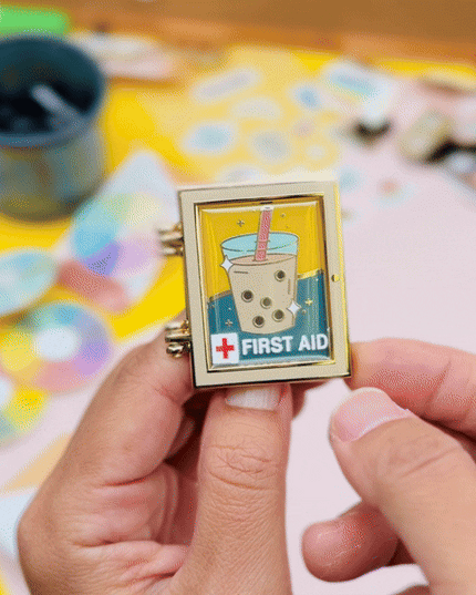 First Aid Boba Interactive Enamel Pin