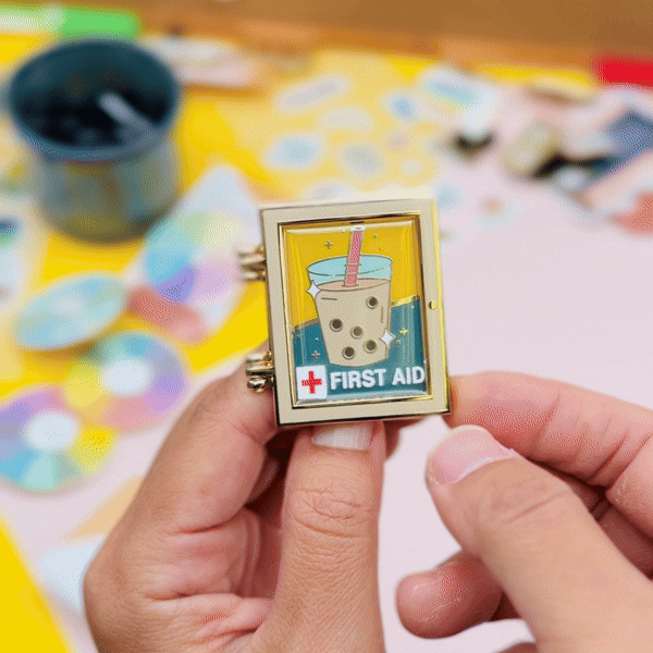 First Aid Boba Interactive Enamel Pin