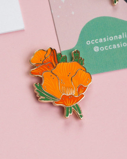 Golden Poppy Enamel Pin