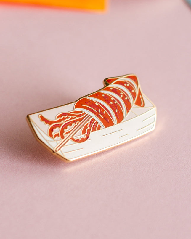 Grilled Squid Enamel Pin