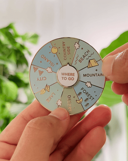 Where To Go Spinning Enamel Pin