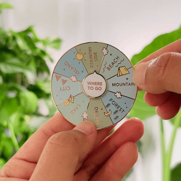 Where To Go Spinning Enamel Pin