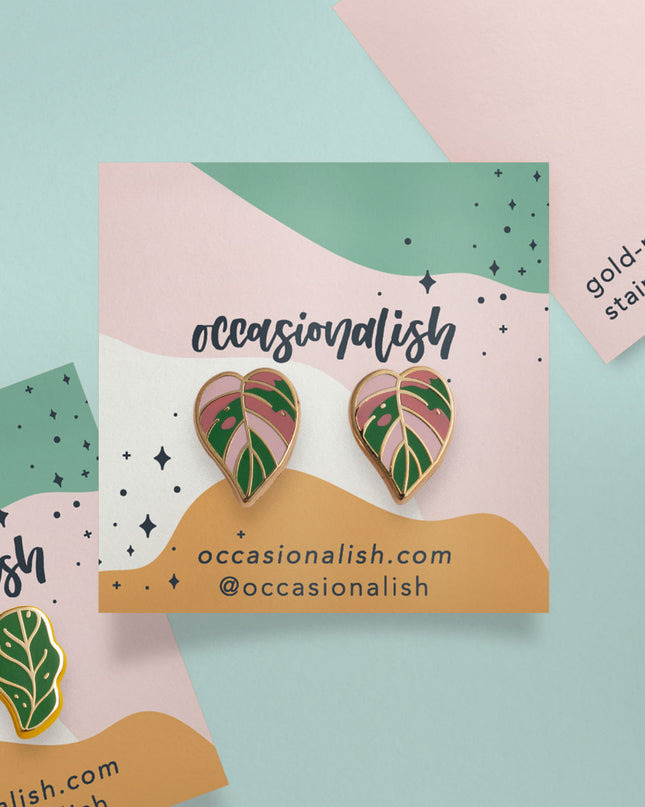 Pink Princess Philodendron Earrings