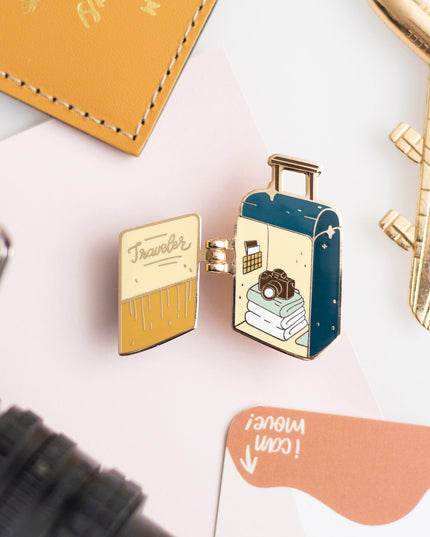 Traveler Suitcase Interactive Enamel Pin