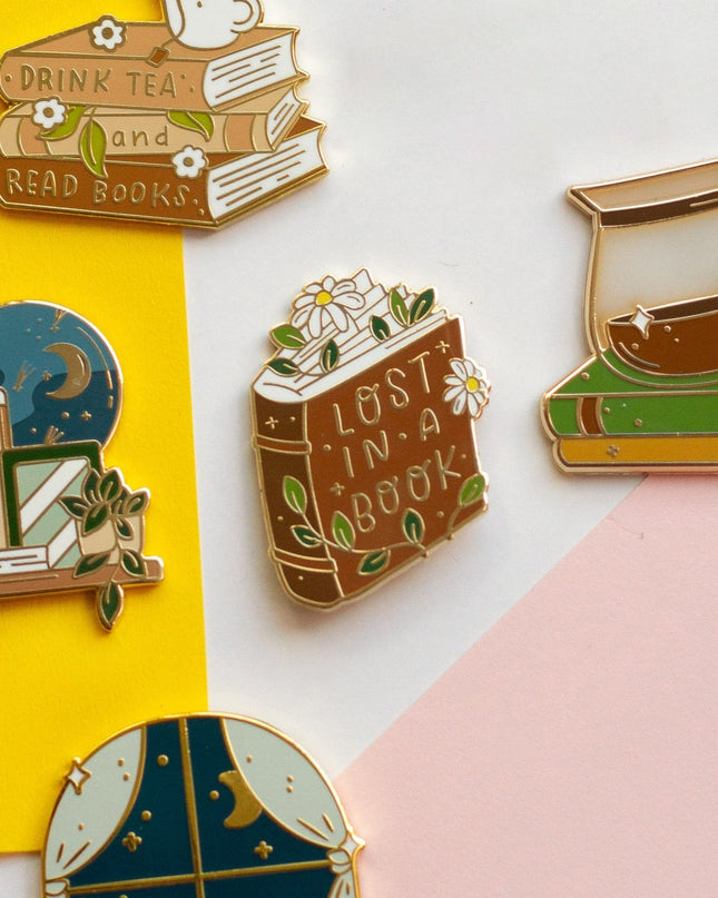 Lost in a Book Enamel Pin