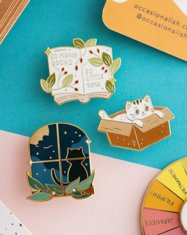 Cat Window Enamel Pin