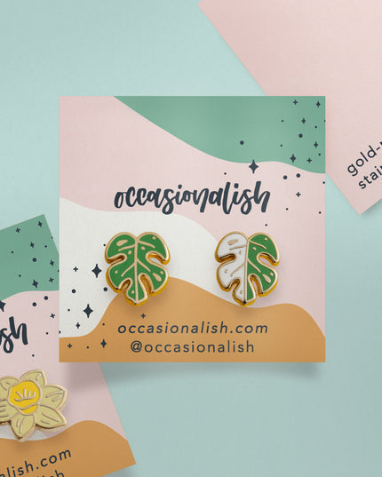 Monstera Albo Earrings