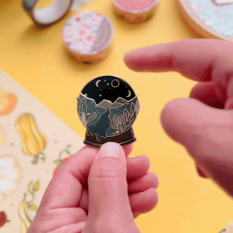Moonrise Landscape Spinning Enamel Pin