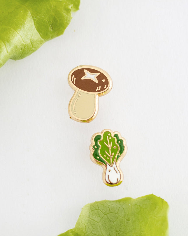 Bok choy & Shroom Mini Enamel Pin