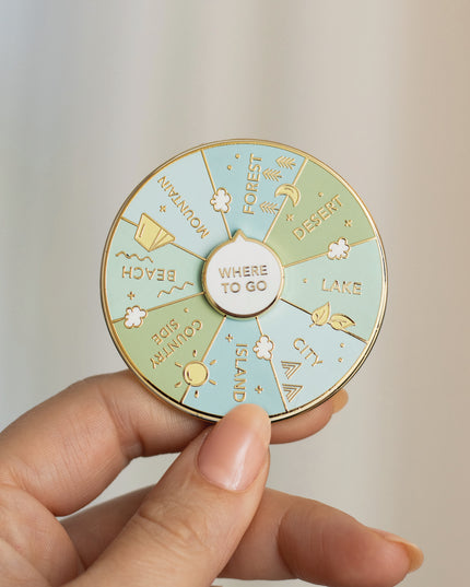 Where To Go Spinning Enamel Pin