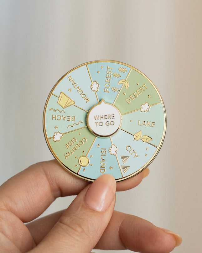 Where To Go Spinning Enamel Pin