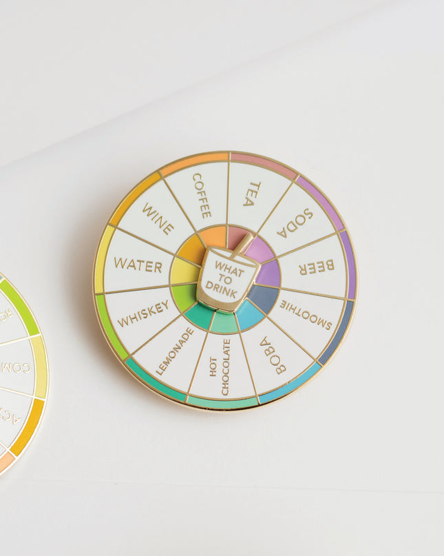 What To Drink Spinning Enamel Pin