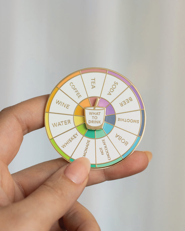 What To Drink Spinning Enamel Pin