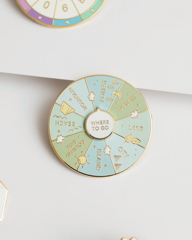 Where To Go Spinning Enamel Pin