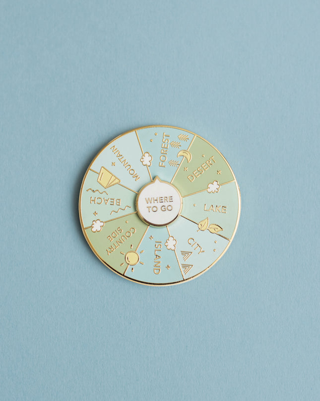 Where To Go Spinning Enamel Pin