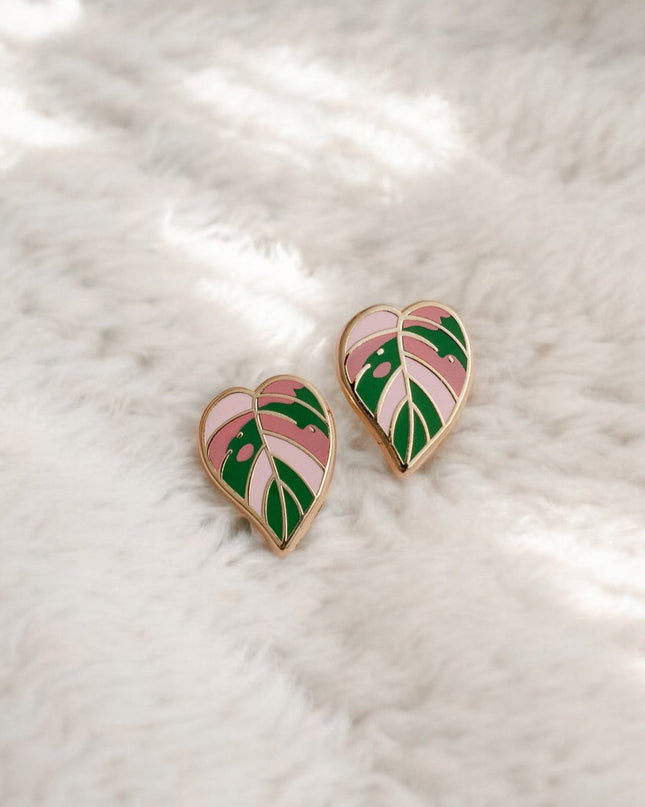 Pink Princess Philodendron Earrings