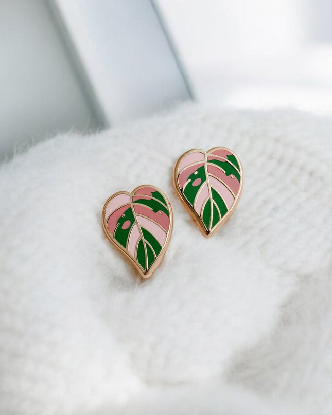 Pink Princess Philodendron Earrings