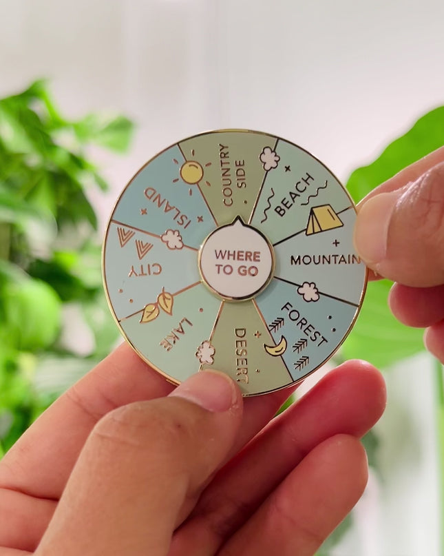 Where To Go Spinning Enamel Pin