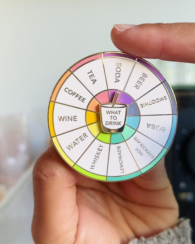 What To Drink Spinning Enamel Pin