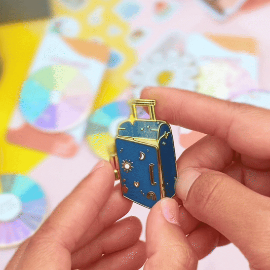 Traveler Suitcase Interactive Enamel Pin – occasionalish