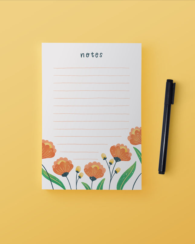 Floral Notes Lined Notepad