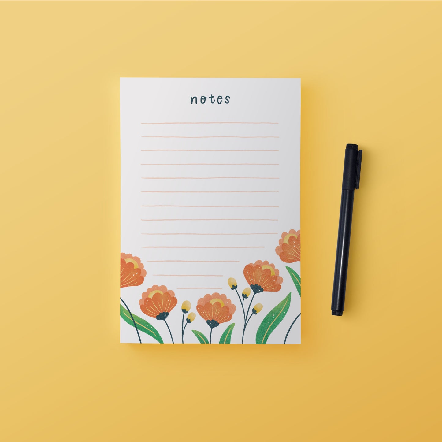 Floral Notes Lined Notepad