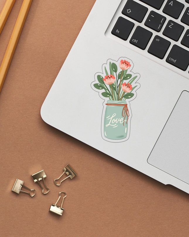 A Jar of Flowers Clear Sticker