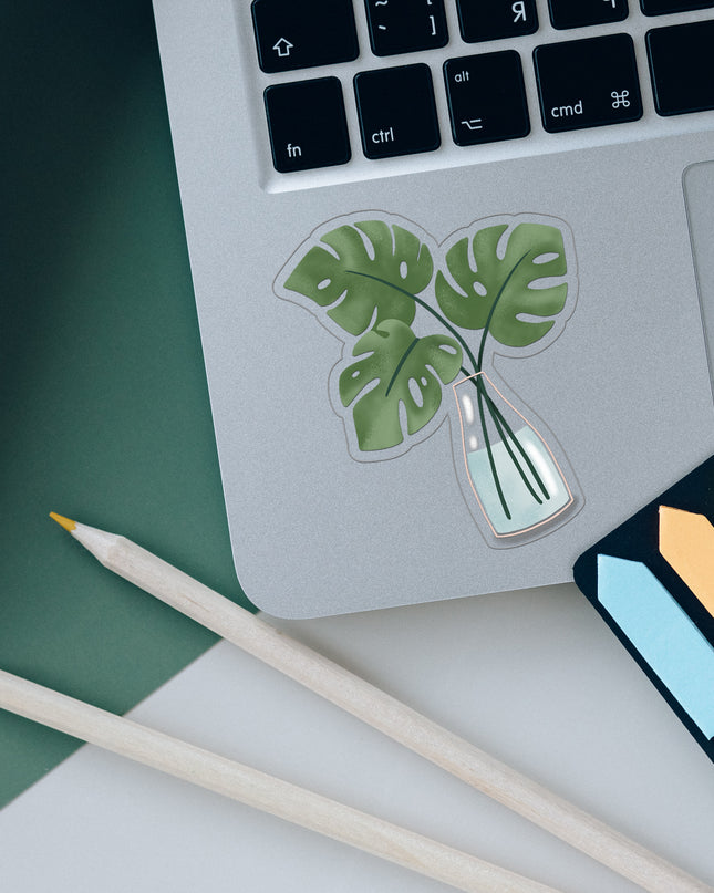 A Vase Of Monstera Clear Sticker