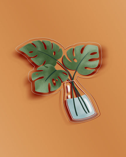 A Vase Of Monstera Clear Sticker
