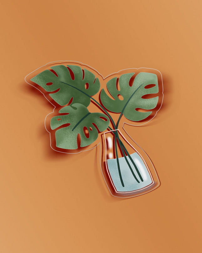 A Vase Of Monstera Clear Sticker