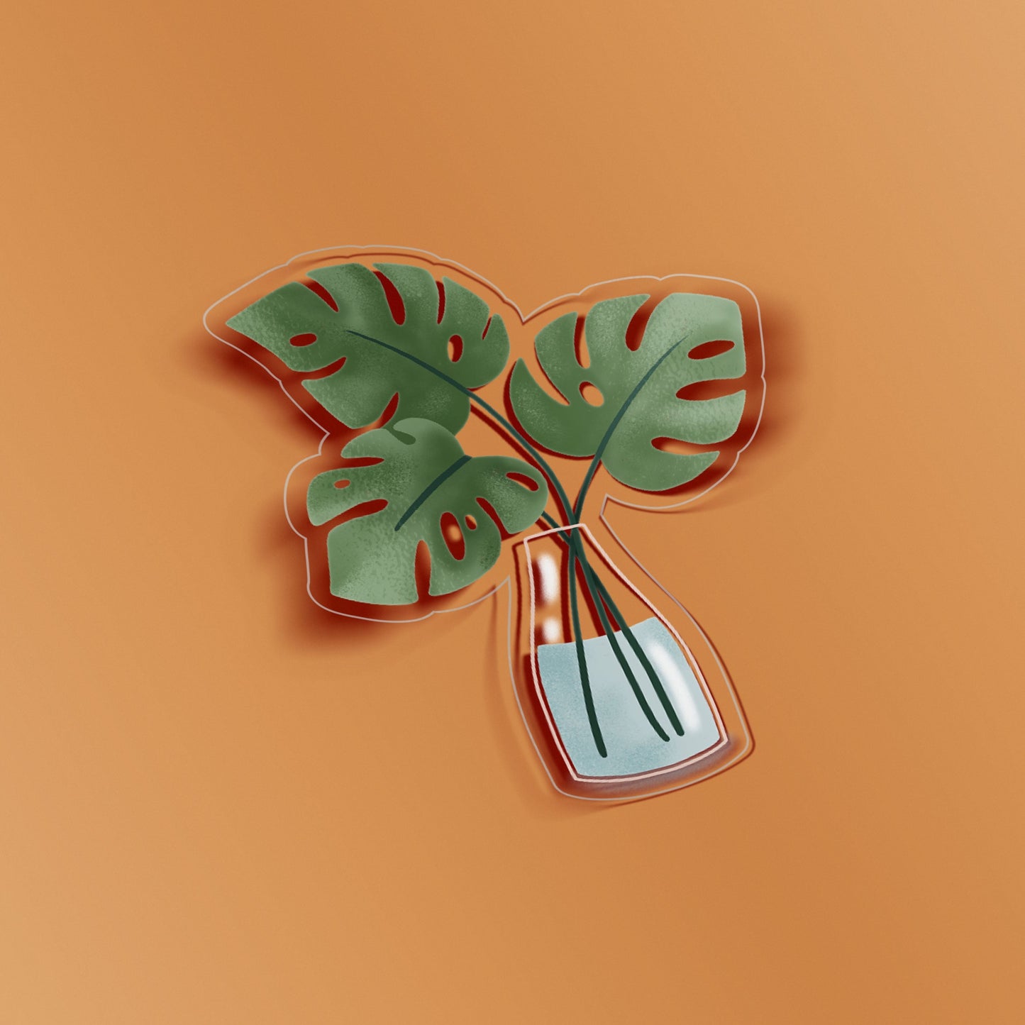 A Vase Of Monstera Clear Sticker