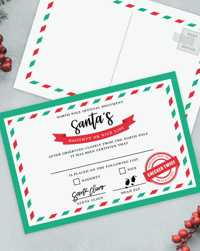 Santa's Naughty or Nice List Postcard