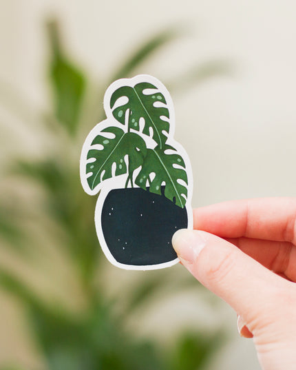 Monstera Pot Uncoated Vinyl Sticker