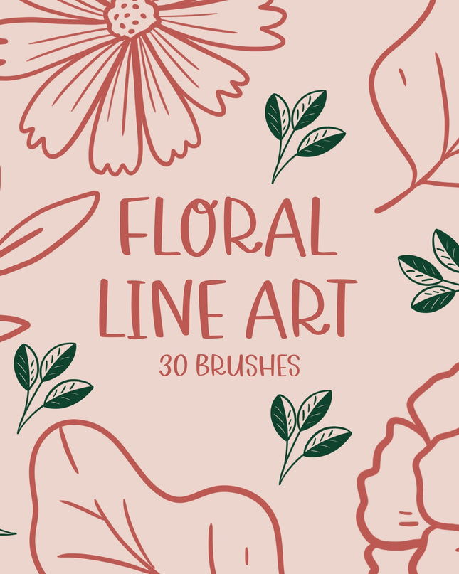 Floral Line Art Procreate Stamp Brushes