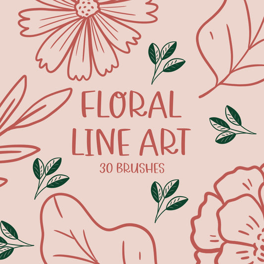 Floral Line Art Procreate Stamp Brushes