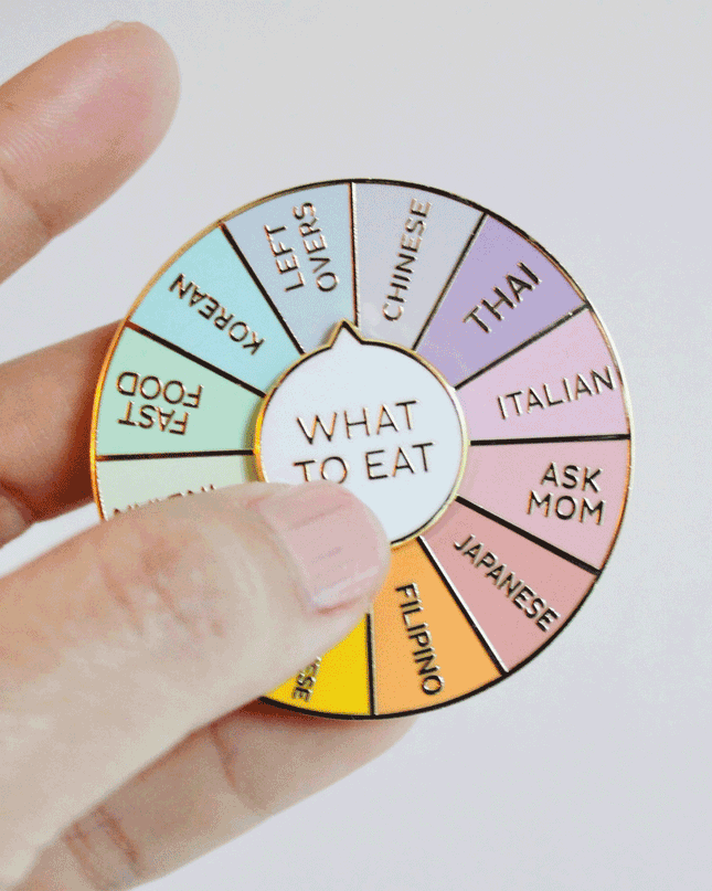 What To Eat Spinning Enamel Pin