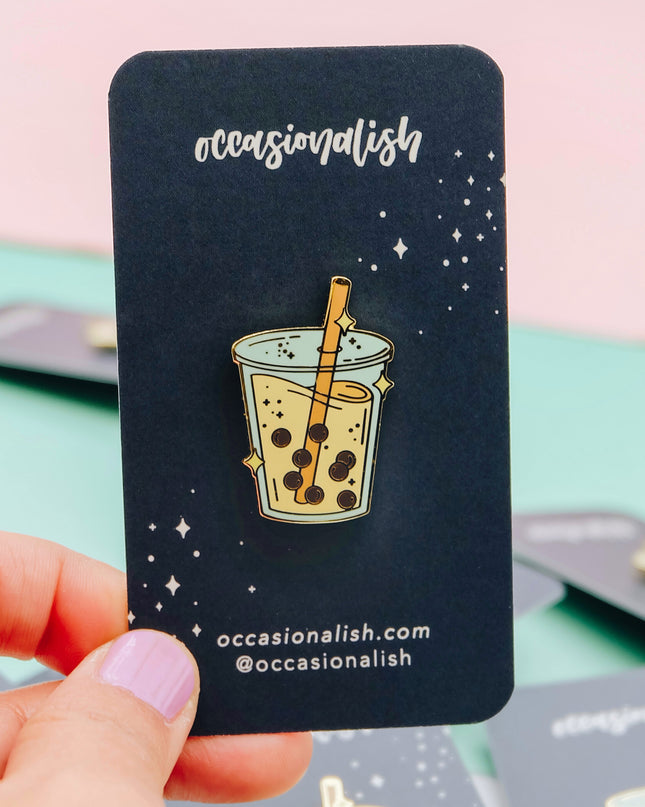 Boba Milk Tea Enamel Pin