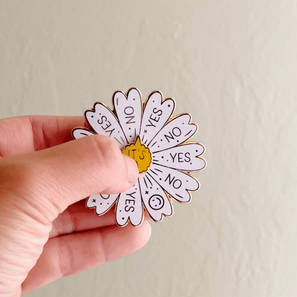 Spinning Daisy Enamel Pin