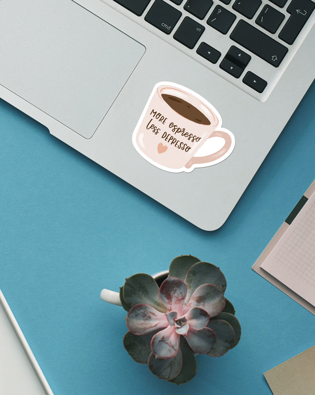More Espresso, Less Depresso Matte Vinyl Sticker