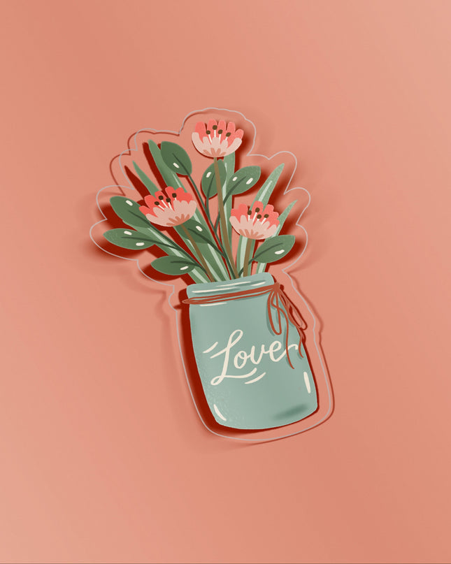 A Jar of Flowers Clear Sticker
